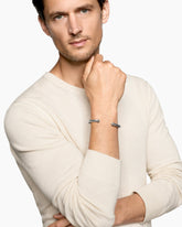 Cable Cuff Bracelet in Sterling Silver with Pavé Black Diamonds, 6mm